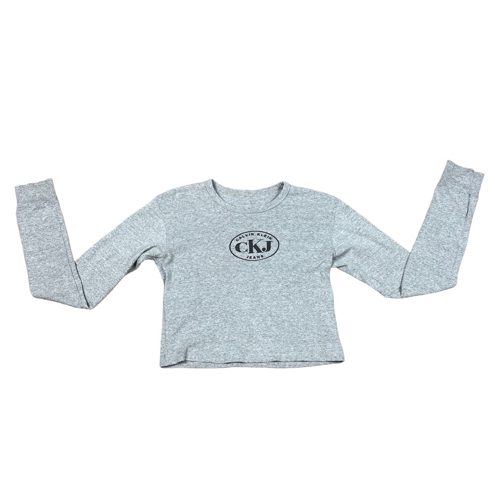 Vintage Women’s Calvin Klein Jeans Grey Long Sleeve Shirt